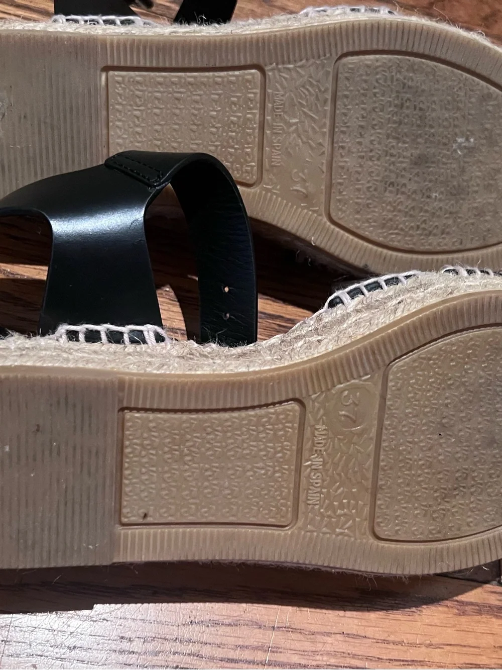 Paloma Barceló Black Leather Espadrille Platform Sandals
